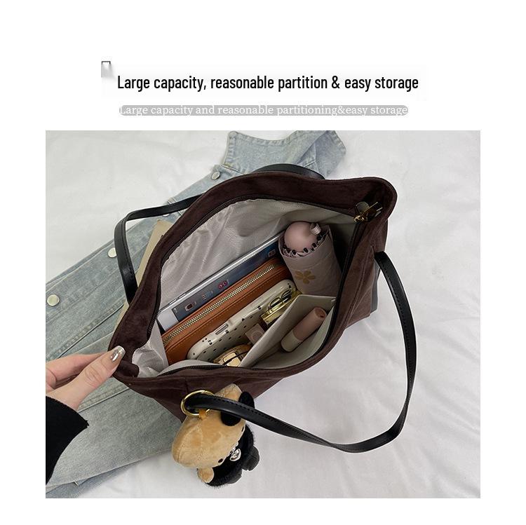 Retro Suede Versatile Shoulder Tote - High-End Fashionable Large Capacity Bag