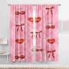 2PCS Pink Grid Cherry Love "XOXO" Curtains   Sweet and Cool Style   Bedroom and Living Room   Drawbar Pocket Decorative Curtains