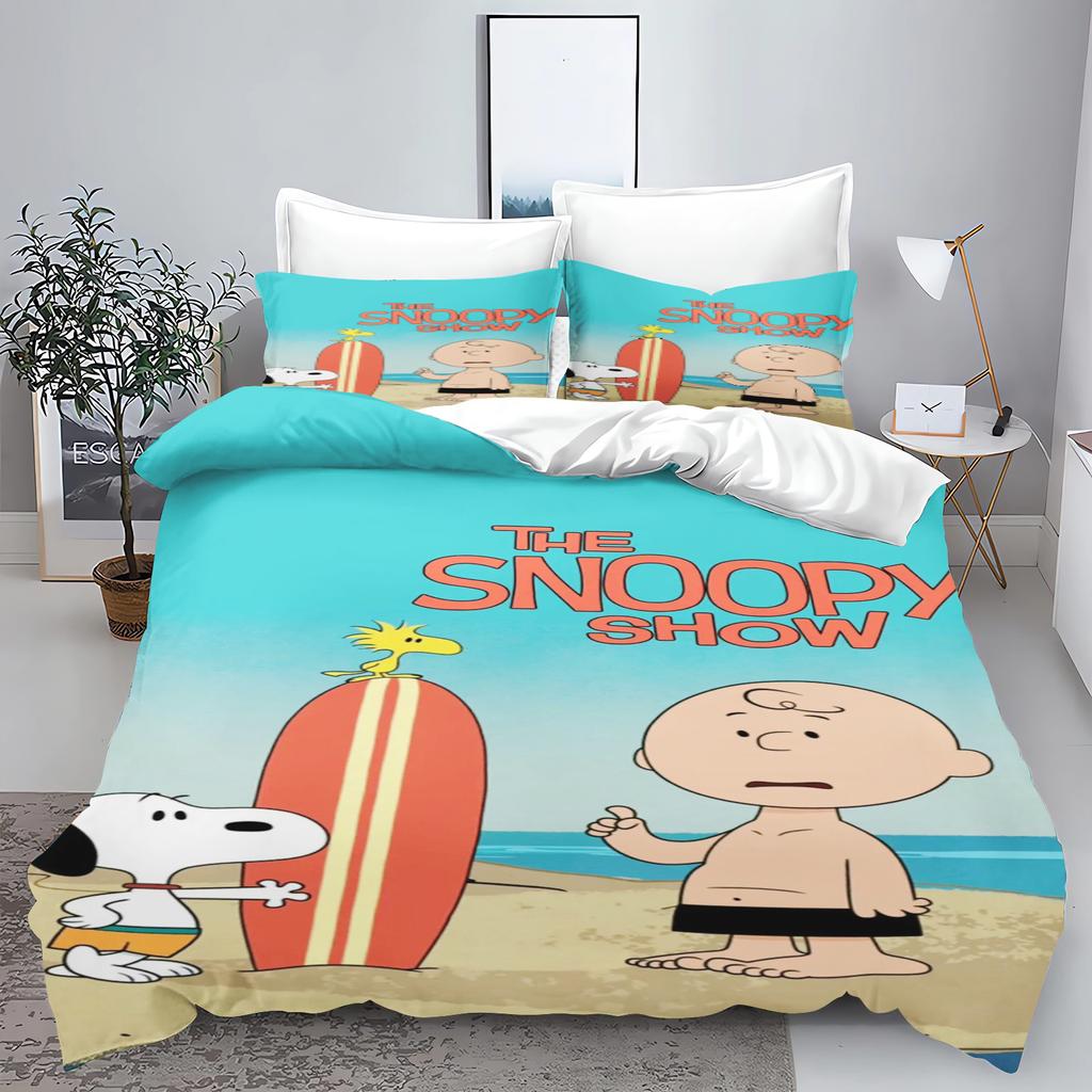 Snoopy 3-Piece 1 Quilt Cover Set 3D Children'S Home Decor Bedding Set Cotton Covers 100% Polyester