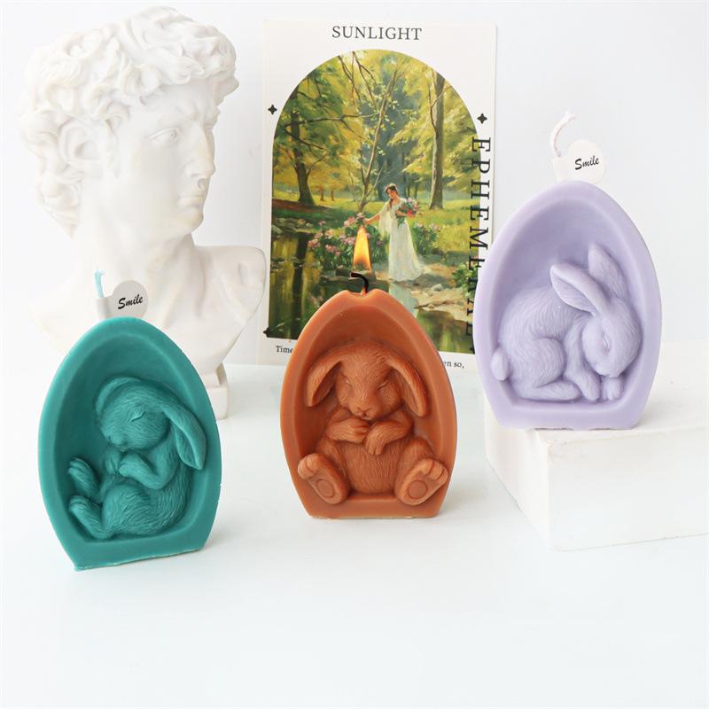 Easter 3D Rabbit Silicone Candle Mold DIY Easter Egg Crystal Decor Animal Painting Plaster Gift Aromatherapy Candle Making Mould