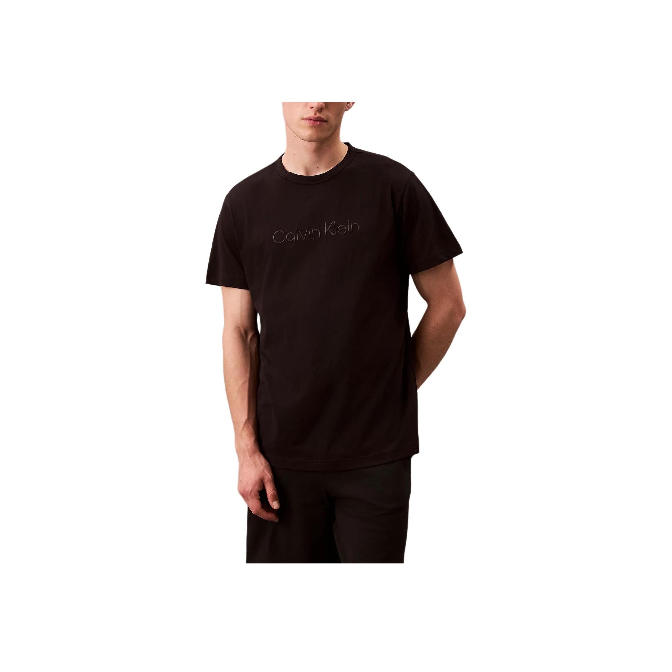 

Calvin Klein Вышитая буква Удобный повседневный топ для пижамы с круглым вырезом и коротким рукавом Мужские топы Черный 000NM2748E-UB1 M