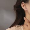 Beixi S925 Sterling Silver Double Layer Diamond Ear Cuff - Super Shiny Circle Earrings for Women, Elegant and Simple Small Ear Ornaments