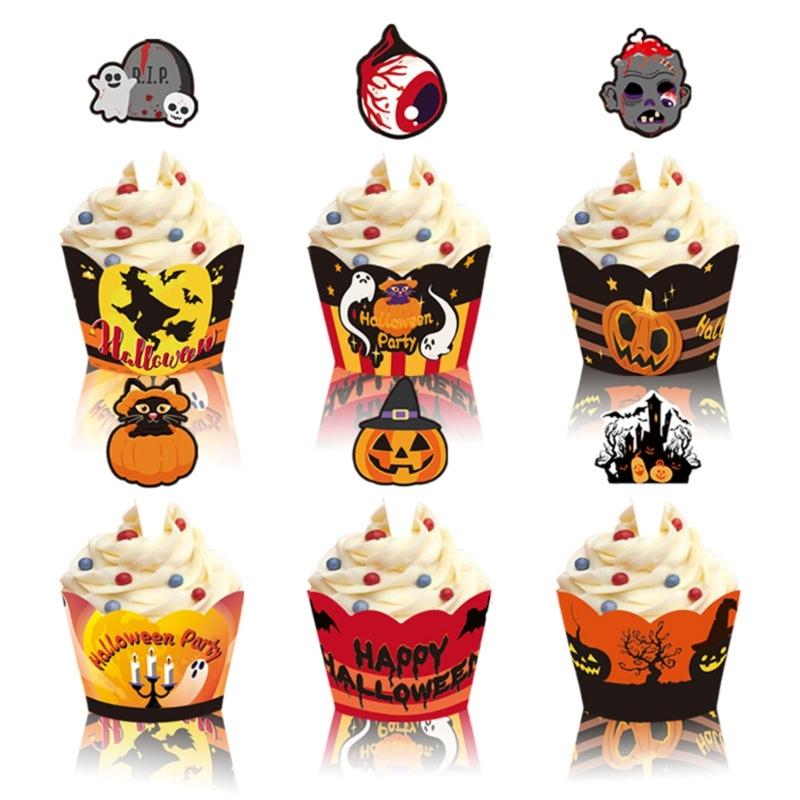 Halloween Cupcake Wraps Cheese Marker for Cheeseplate Appetizers Sandwiches Cupcake Muffin Wraps Party Supplies