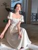 Robe de princesse à manches courtes pour femmes, tenue de soirée Vintage française, blanche, ajourée, à la mode, vêtements féminins, nouvelle collection été 2023