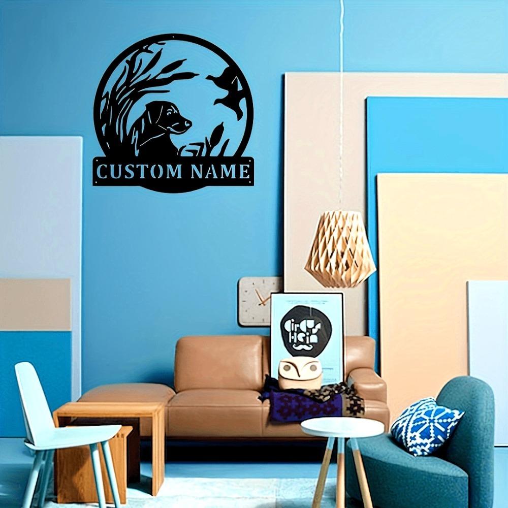 Custom Dog Family Name Metal Wall Art, Black Iron Matte Finish, Home Living Room Outdoor Patio Decor