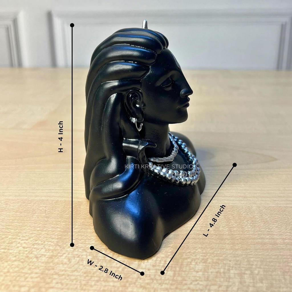 Adiyogi Shiva Statue für Armaturenbrett Adiyogi Shankara für Heim- & Bürodeko/Diwali Geschenkartikel (Packung mit 1) Schwarz