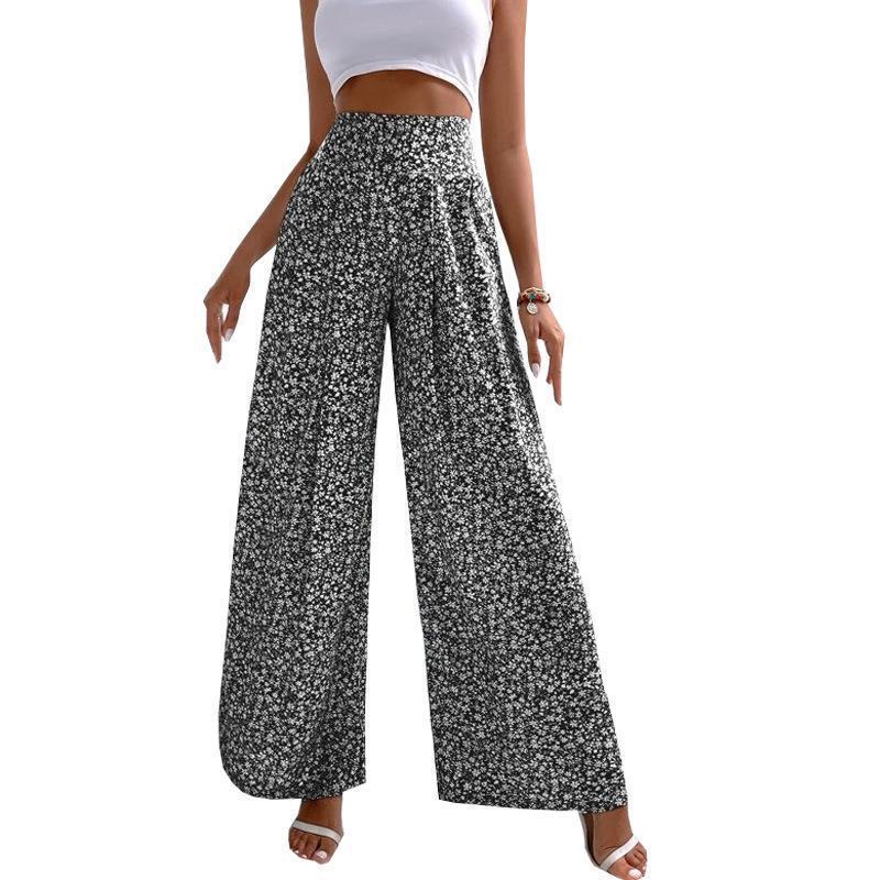 

2026 Floral High Waist Loose Casual Trousers with Prints 2X Large