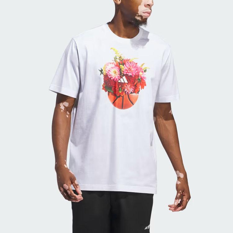 Adidas Floral Hoops Graphic Tee Men Tops White IN6373