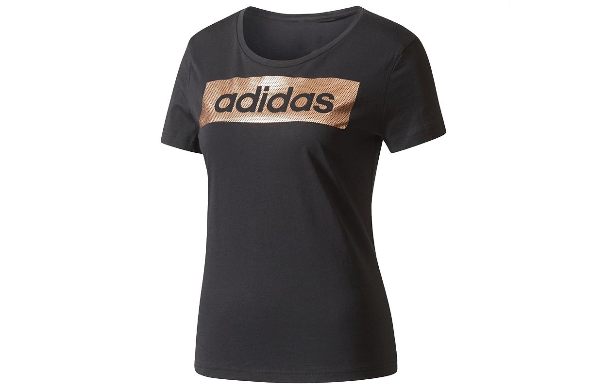 adidas Women s Essentials Linear Foil Logo Tee Black CD1978 M
