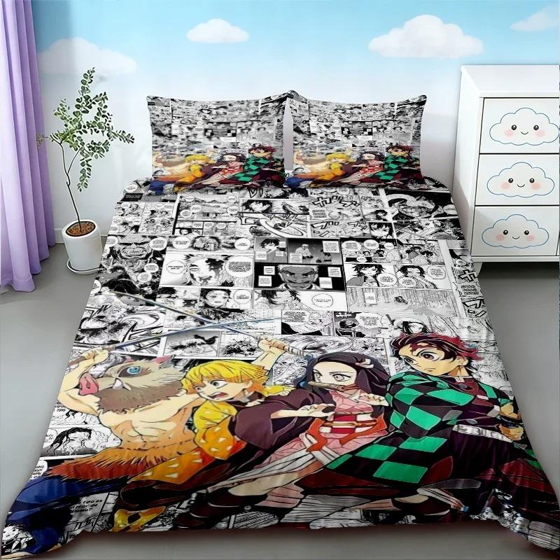 Anime Bed Linen Set King Queen Double Full Twin Single Size Demon-Slayer Duvet Cover Set