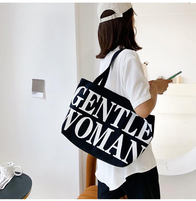2025 Autumn Trend: Korean Style Canvas Shoulder Tote - Large Capacity and Stylish Letter Design