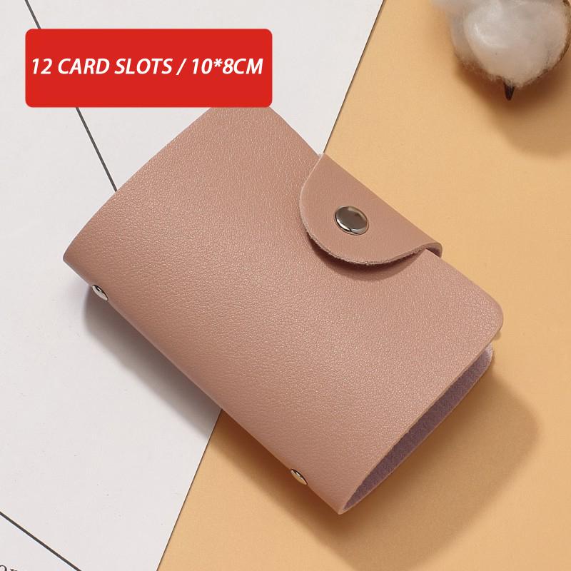 Business Card Holder Anti-Theft Id Credit Card Holder Fashion Women'S 12 Cards Slim Pu Leather Pocket Case Coin Purse Wallet
