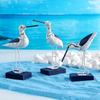 3pcs Wood Seagull Statue 5in Wooden Seabird Figurine Fashion Seagull Figurine  Home Decoration