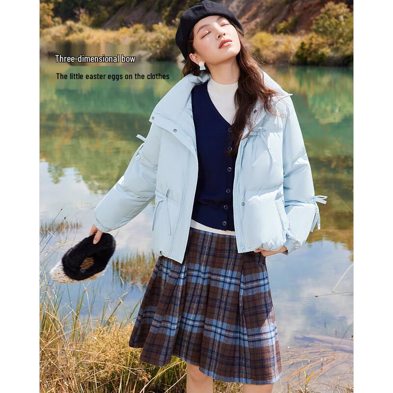IEF Damen Kurze Warme Daunenjacke im Koreanischen Stil Süß