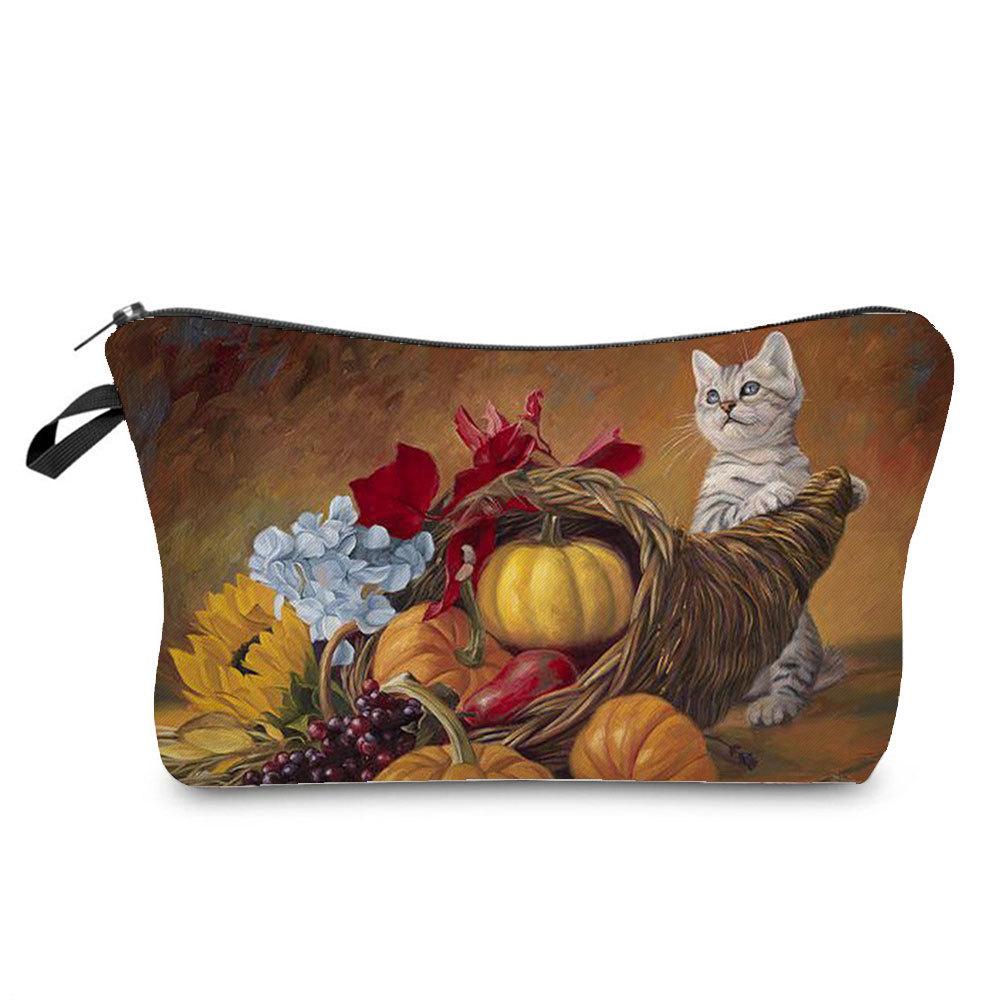 Women Cat Print Cosmetic Bag Toiletries Organize Travel Storage Case  6429