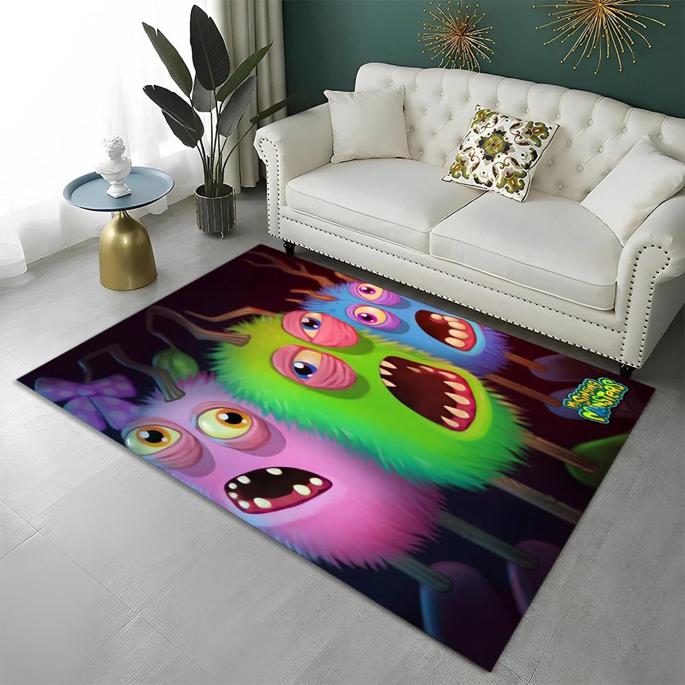 Tappeto Cartoon 3D My Singing Monsters Videogioco per Casa Soggiorno Camera da Letto Divano Zerbino Decorazione, Tappeto per Area Tappetino Antiscivolo per Pavimento