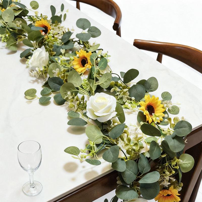 Eucalyptus & Rose Decorative Artificial Flower Vine for Home