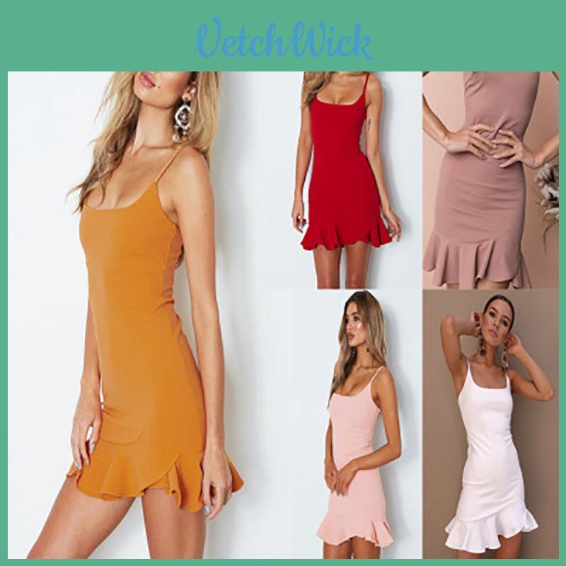 Stylish Women Fashion Mini Pleated Sling Dress Skirt Sleeveless Cocktail Dress