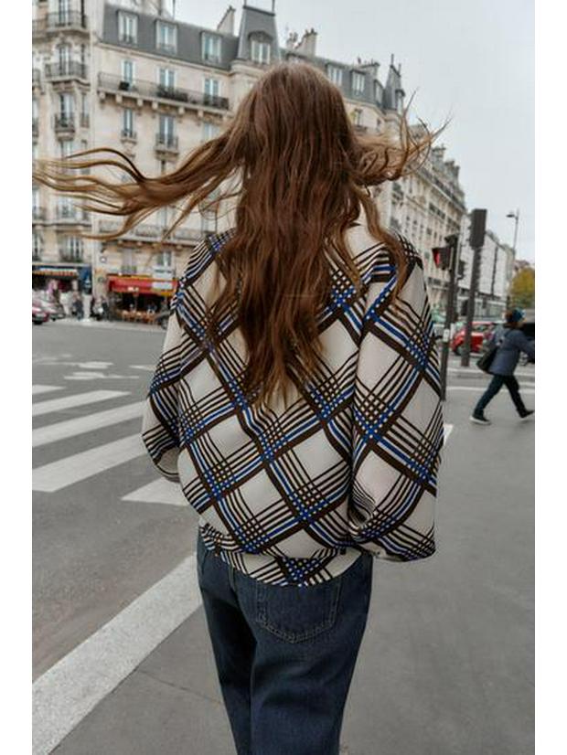 Trendy European & American Women's Plaid High-Neck Shirt - Versatile Summer Casual Fashion