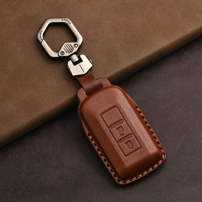 Genuine Leather Protector for Mitsubishi Lancer 10 Outlander Ex Asx Rvr Eclipse Cross Pajero Sport L200 Key Case Cover Fob