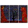 Three Piece Picture Canvas Print Blue Tree of Life Abstract
