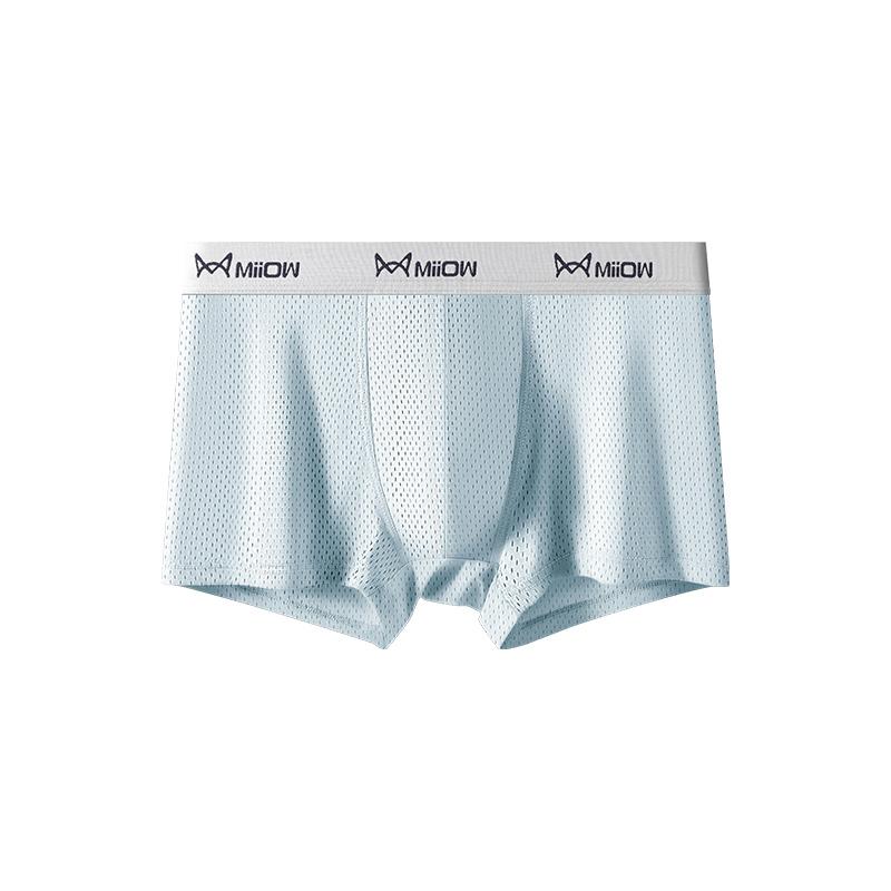 MIIOW 3 Piezas Ropa Interior para Hombre de Malla Nido de Abeja Fina de Seda de Hielo Transpirable Antibacteriana Calzoncillos Verano L-5XL