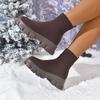 Fashion Women Short Boots Comfortable Knitting Platform Boots Outdoor Autumn Winter Shoes for Women Luxury Fashion Ankle Boots Women