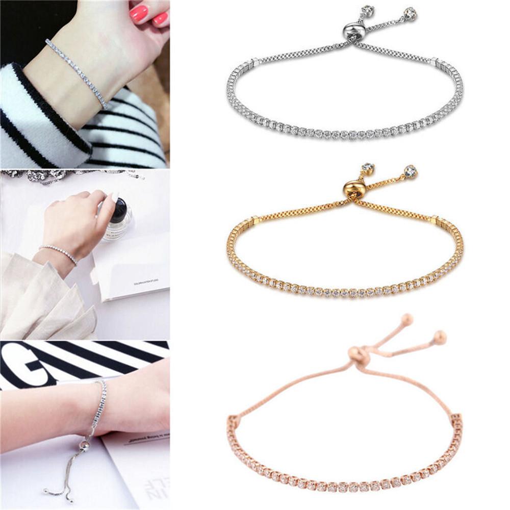 Fashionable Light Luxury Zircon Crystal Minimalist Adjustable Bracelet for Women Summer Elegant Hand Chain