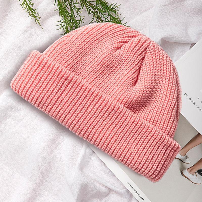 Autumn and winter versatile knitted melon fur hat solid color knitted hat warm damp wool hat