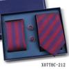 Men's Black Striped 3-Piece Gift Set: Hand-Tied 8cm Tie with Pocket Square & Cufflinks
