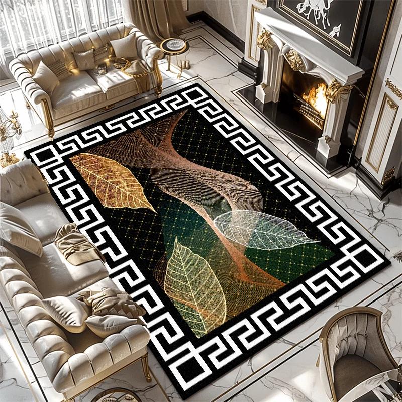 Modern Simple Household Mat Soft Luxury Carpets for Living Room Non-slip Bedroom Luxury Decoration Tapetes Black 160x230cm Rug