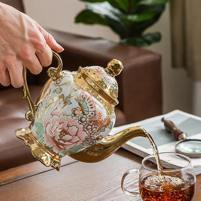 European Luxury Gold Plated Kettle Coffee Cup Dish Set Kettle Teapot Afternoon Tea Kettle Coffee Cup