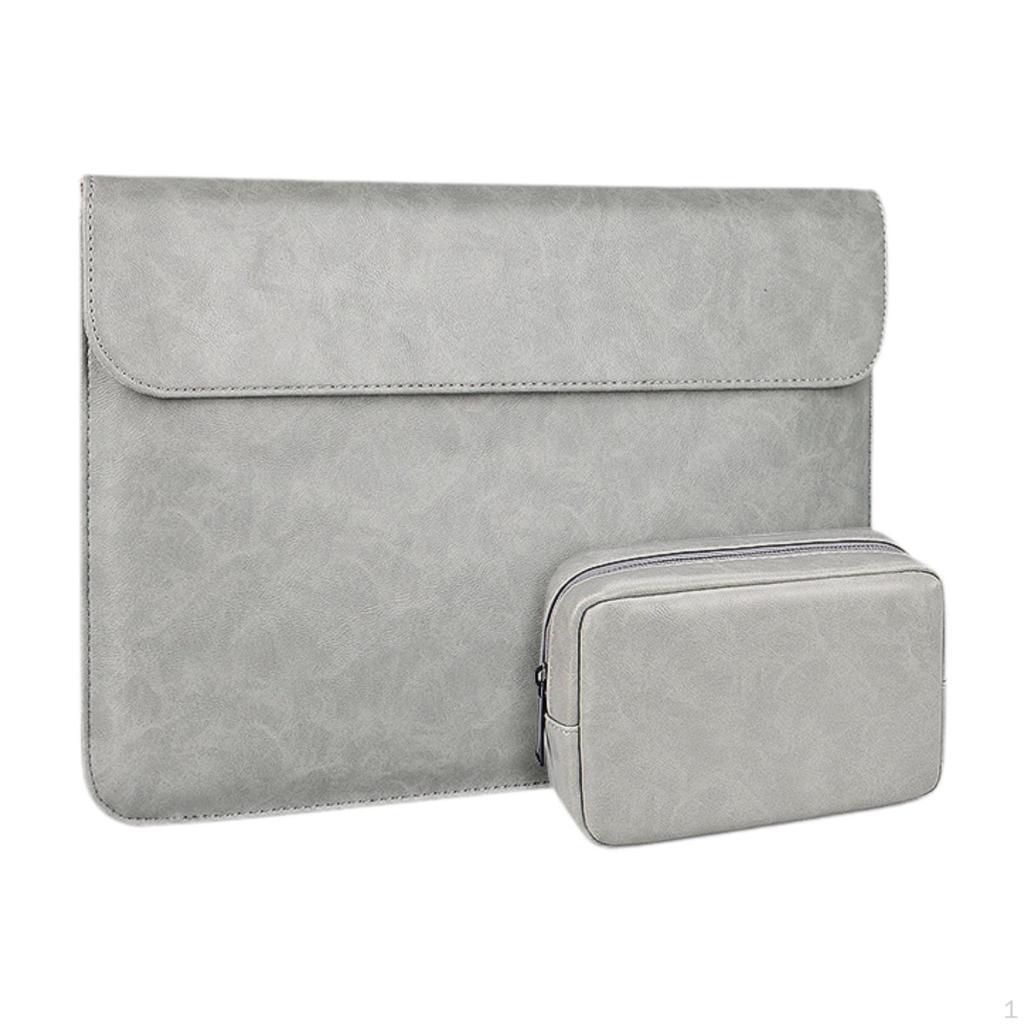 Laptop Sleeve 14 15 Inch Lightweight Dustproof Outdoor Cover Soft for Macbooks Storage PU Leather