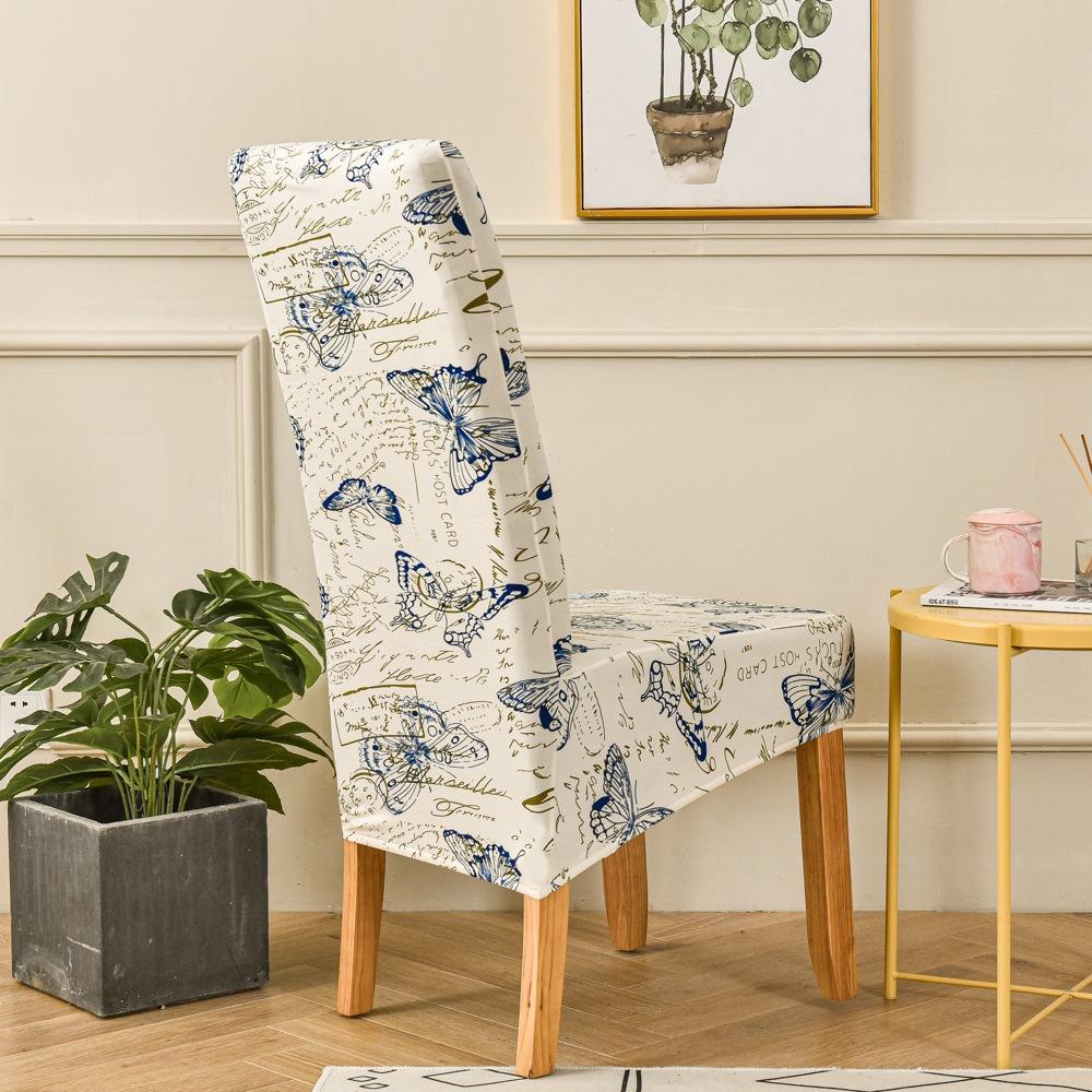 High Back Printed Elastic Large Diagonal Chair Cover Hotel Home Restaurant Chair Cover