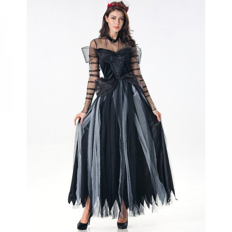 Elegant Vampire Bride Costume For Women Featuring Comfortable Long Skirt For Role Play