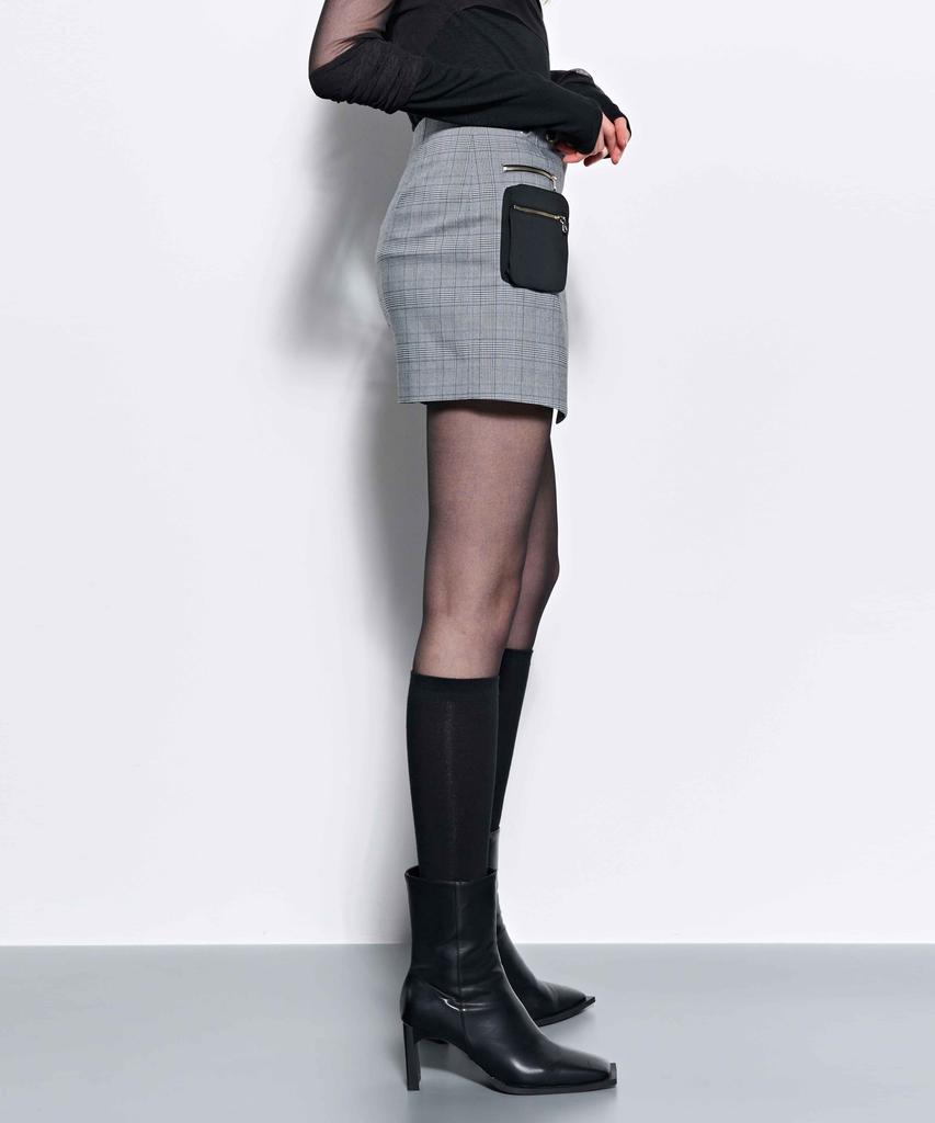 Kimjisu Check Paneled Mini Wrap Skirt _ Black