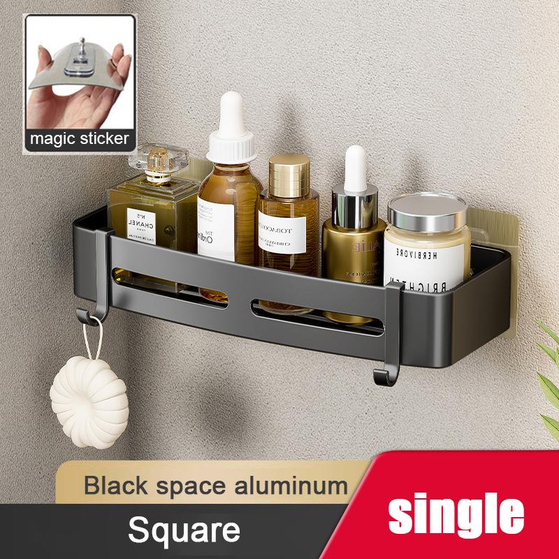 Bathroom Shelf Space Aluminum Shampoo Rack Makeup Storage Organizer Toilet Corner Wall Mounted Shower Shelf Bathroom Accessories
