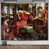 John William Waterhouse Artworks The Lady of Shalott Tapestry Wall Hanging Oil Paintings Home Decoration Aesthetic Tapestries