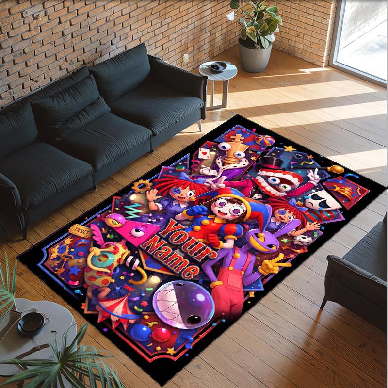 Personalized Crystal Velvet Carpet Custom Name Text,The Amazing Digital Circus Anti Slip Area Rug For Home Decoration