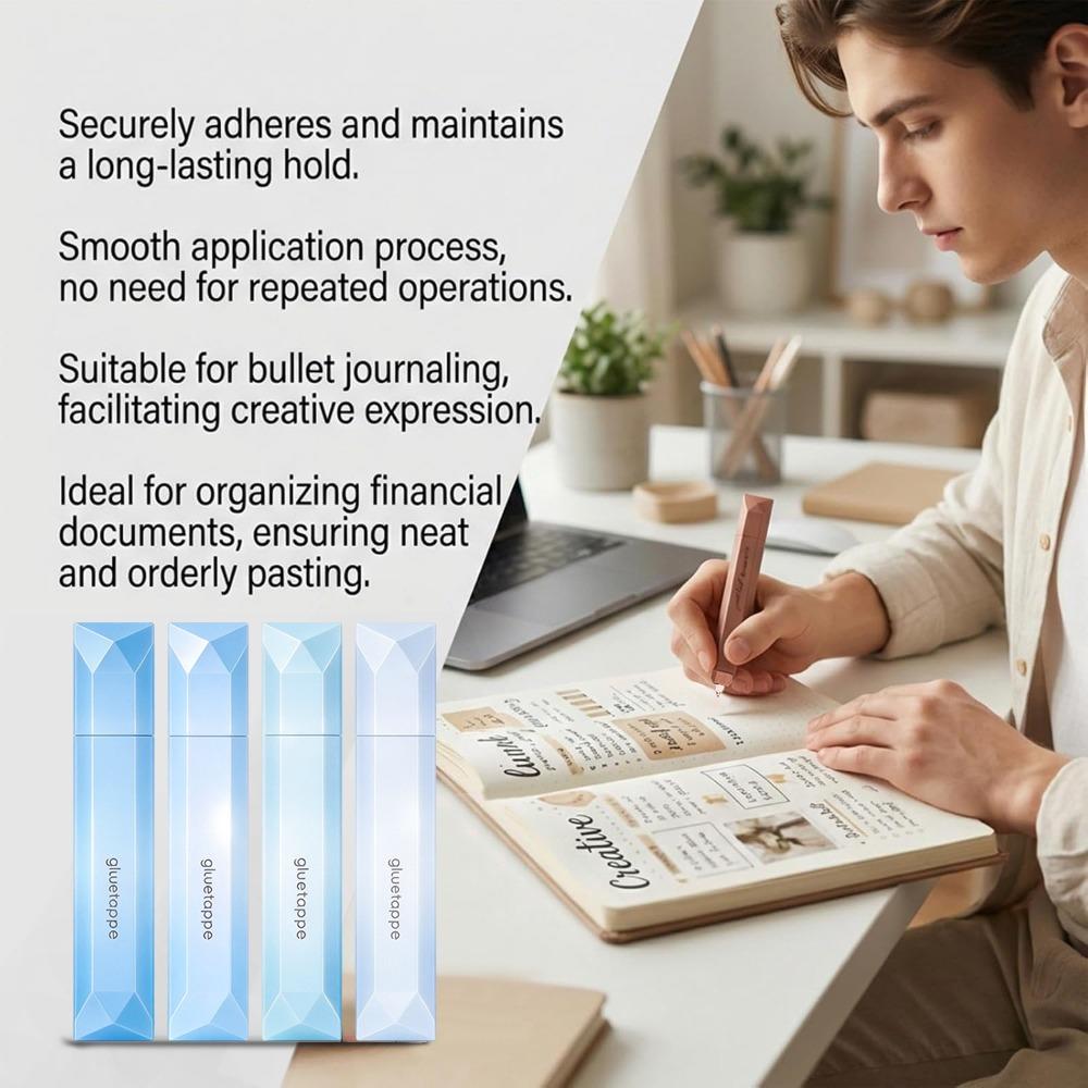 4pcs Odorless Double Sided Glue Pen Even Adhesion Repositionable Glue Stick Crafts