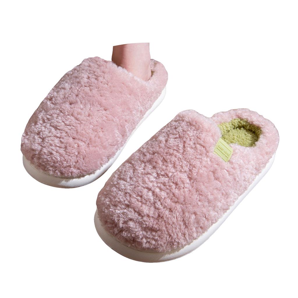 Unisex Couple Warm Fleece Lined Home Slippers Fashionable Casual Plush Closed Toe Open Heel Slippers Women Slippers Memory Foam