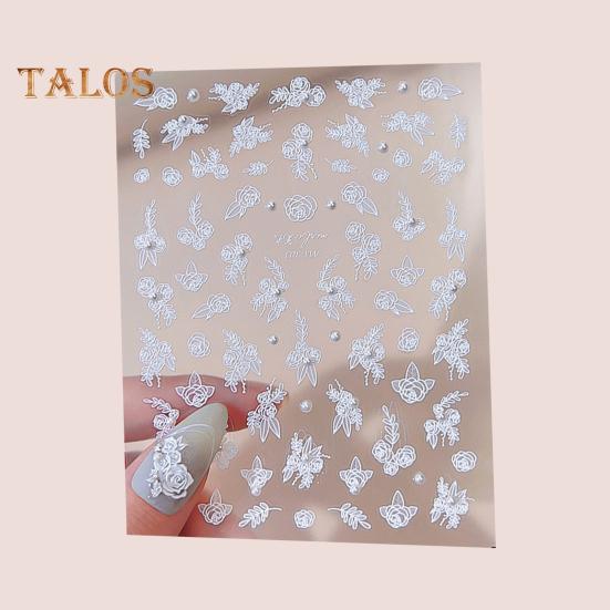 Rose Nail Sticker PVC Decorative Multi-styles Pretty Embossed Rose Flower Nail Decoration Decal Nail Accessories