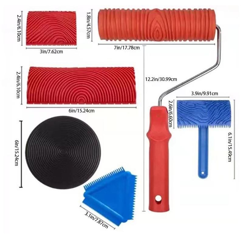 Multipurpose Wood Grains Drywall Compound Roller Covers Pack of 6 Accessory for Professional Wall and Ceiling Painting