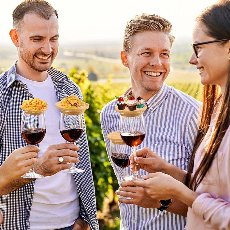 5Pcs Wine Glass Charcuterie Topper, Wine Glass Charcuterie Board Topper, Bamboo Wine Glass Topper For Family Gatherings