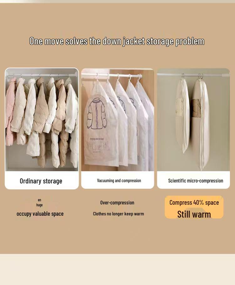 Down Jacket Dustproof Compression Hanging Bag - Wardrobe Clothing Cover