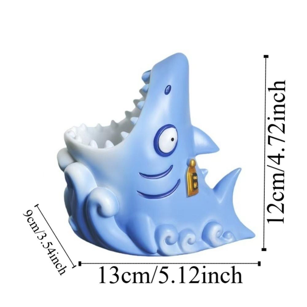 Cartoon Shark Pen Holder Creative Stationery Storage Box Study Room Resin Pen Holder  School