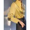 Women's High-End Satin Shirt with French Pointed Collar - Long Sleeve, Stylish Spring/Autumn Top