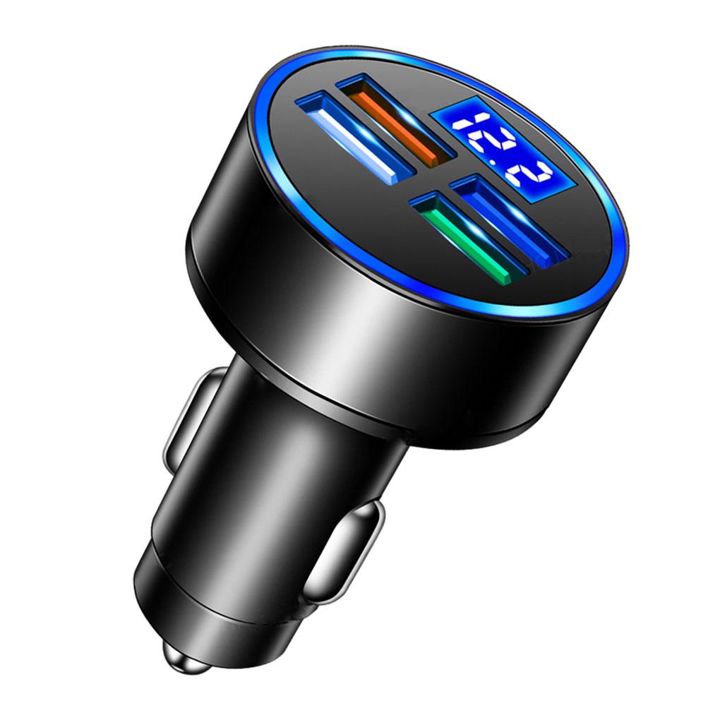 

Автомобильный адаптер для зарядки Цифровой Огнестойкий Быстрая зарядка 5 портов USB Вольтметр Автомобильный адаптер Розетка Выход питания чёрный