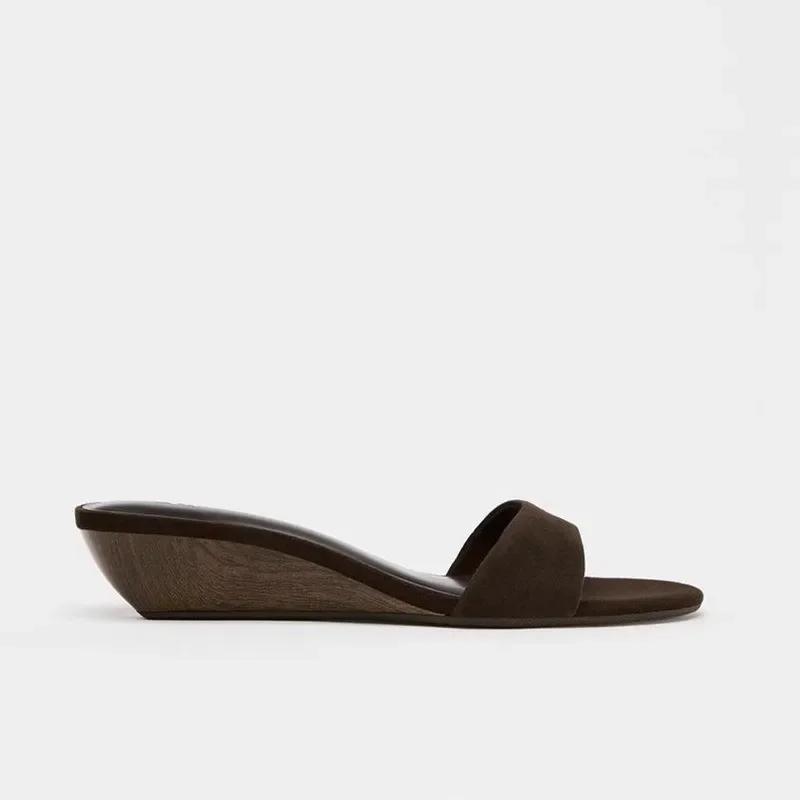 Fashion Women Elegant Summer Slippers Mules Wedge Sandals Slippers Open Toe High Heels Casual Dress Woman Shoes Plus Size