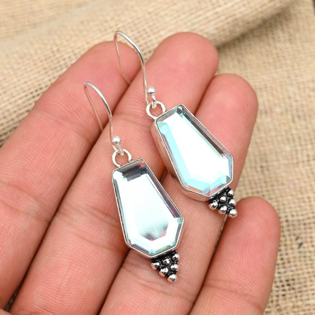 Rainbow Mystic Gemstone Handmade 925 Sterling Silver Earring Jewelry For Women